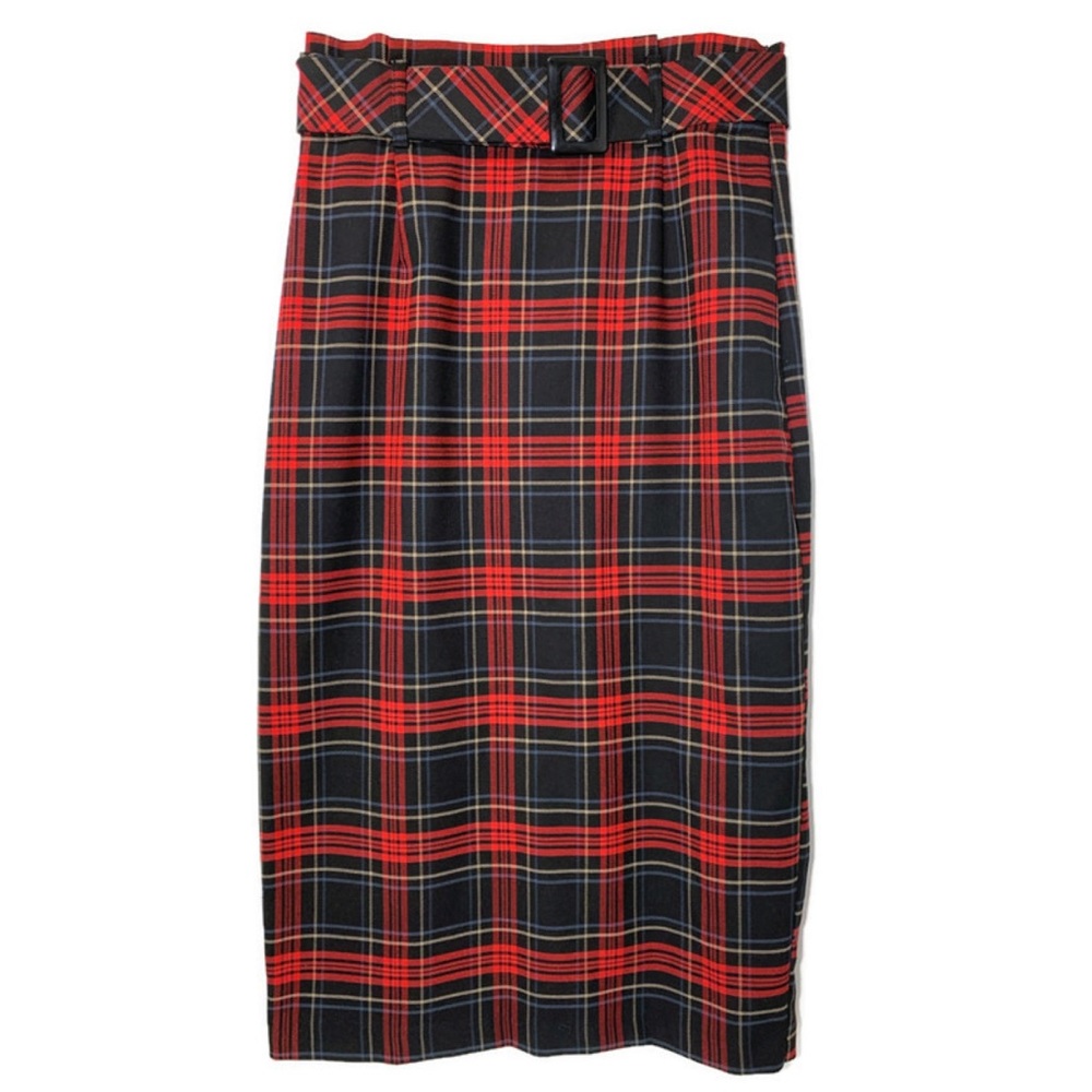 Zara Plaid Pencil Mid-length Skirt